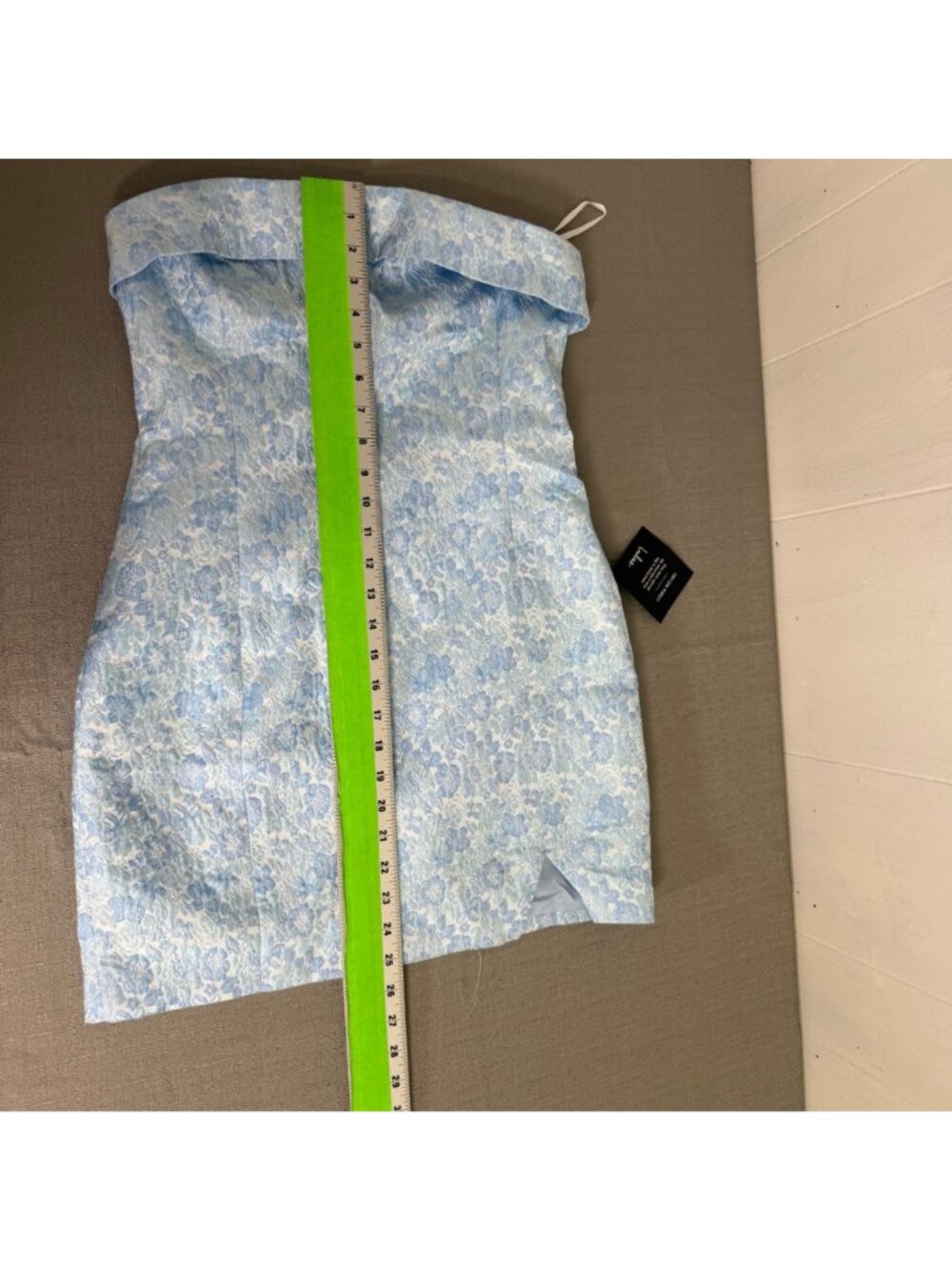 Lulus Delicate Destiny Light Blue Jacquard Strapless Mini Dress Bodycon Medium - Picture 11 of 16